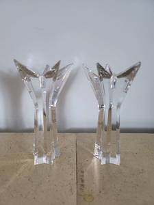 lot 2141 image: Crystal Star Pointed Candle Sticks Holders- Minor Imperfections- See Photos