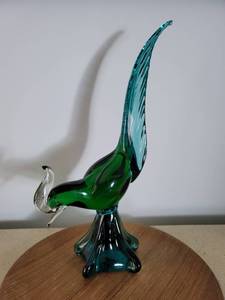 lot 2151 image: Vintage Murano Art Glass Pheasant Bird Figurine 15 Inch Road Runner Long Tail