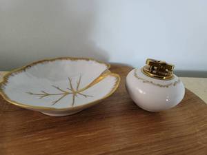 lot 2158 image: Limoges France Jewelry Dish and Contempo Lighter