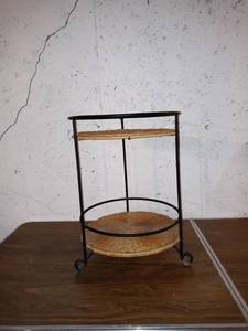lot 800 image: Vintage Wrought Iron And Wicker Table In Excellent Condition