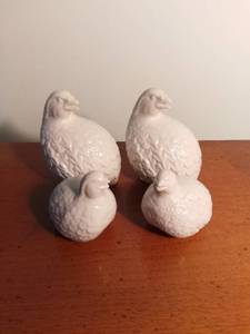 lot 2017 image: 4 Piece Set of Porcelain Quails By Amthor Imports
