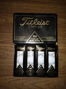lot 8051 image: Vintage Titleist 100 Tour Balata Golf Balls In Box