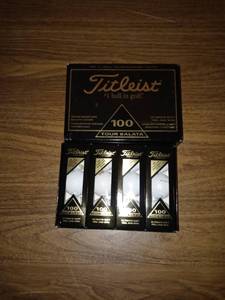 lot 8052 image: Vintage Titleist 100 Tour Balata Golf Balls New In Box