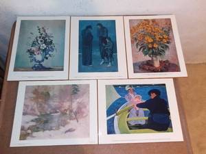 lot 8081 image: Five Impressionist Artist Wall Hangings