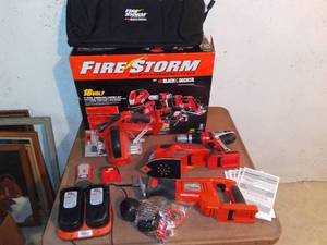 lot 8090 image: Black and Decker Fire Storm 18V 6 Tool Cordless Combo Kit Batteries Not Charging