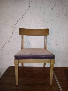 lot 8106 image: Wooden Vanity Chair In Sturdy Shape Needs Reupholstering