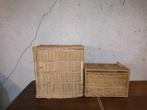 lot 8110 image: Nice Pair Of Wicket Baskets For Storage Etc