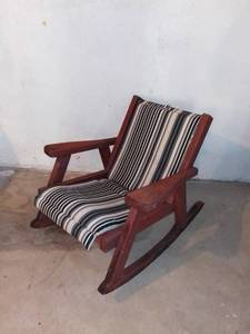 lot 8139 image: Vintage Red Wood Rocking Chair