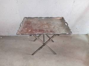 lot 8161 image: Metal Serving TrayPlant Stand With Folding Base