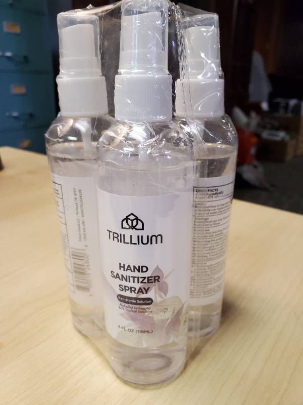 lot 110016 image: Pack of (4) Trillium Hand Sanitizer Spray