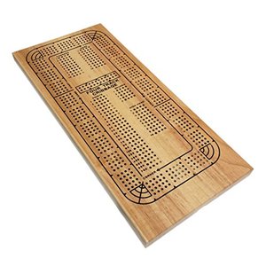 lot 88795 image: WE Games Classic Wooden Cribbage Board Game with 4 Lanes  Four Track and Plastic Pegs - 16.5 x 8 in.