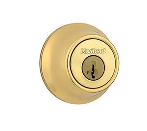 lot 88841 image: Kwikset 660 Single Cylinder Deadbolt featuring SmartKey Security in Polished Brass