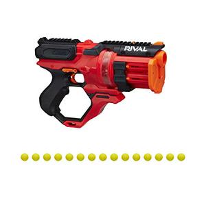 lot 88846 image: Nerf Rival Roundhouse XX-1500 Red Blaster -- Clear Rotating Chamber Loads Rounds into Barrel -- 5 Integrated Magazines, 15 Nerf Rival Rounds