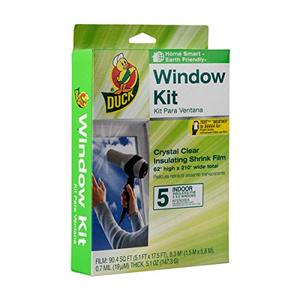 lot 90852 image: Duck Brand Indoor 5-Window Shrink Film Insulator Kit, 62-Inch x 210-Inch, 286217