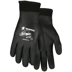 lot 90856 image: Memphis Glove N9690FCL Ninja Ice FC Nylon Back Double Layer Gloves with Full Dipped HPT Coating, Black, Large
