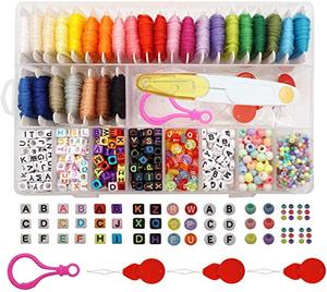 lot 90857 image: Peirich Friendship Bracelet Making Beads Kit, Letter Beads,22 Multi-Color Embroidery Floss Over 1900 pcsA-Z Alphabet Beads Beads Bracelets String Kit for Jewelry Making Christmas Birthday Gifts