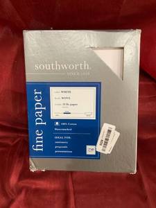 lot 92525 image: Southworth 100% Cotton Business Paper, 8.5 X 11, 32 Lb120 Gsm, Wove Finish,