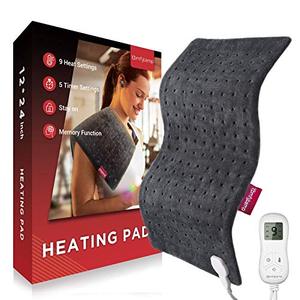 lot 95774 image: Heating Pad, Comfytemp 12 x 24In Electric Heating Pad for Cramps Relief, XL Soft Heat Pad with 9 Heat Settings, 5 Timers, Stay On, Memory Function for Neck and Shoulders, Back Pain Relief, Washable