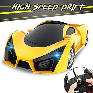 lot 95826 image: KULARIWORLD Remote Control Car, Drift RC Cars Toys for Kids,116 Scale 10KMH High Speed Super Vehicle with Led Headlight,Yellow Racing Hobby Best Xmas Birthday Gift for Boys Girls