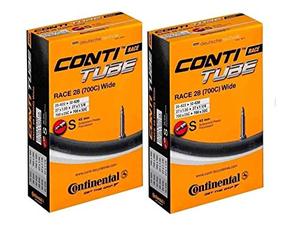 lot 95843 image: Continental Race 28 700x25-32c Bicycle Inner Tubes - 42mm Long Presta Valve - 2 Pack w Conti Sticker