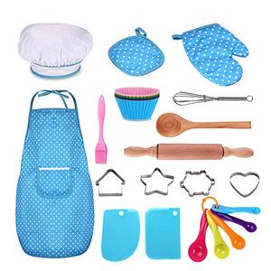 lot 95846 image: Kids Cooking and Baking Set - 25Pcs Kids Chef Role Play Includes Apron for Little Boys & Girls, Chef Hat, Utensils, Cake Cutter, Silicone Cupcake Moulds for Toddler Dress Up Ages 2-6 Little Kids Gift