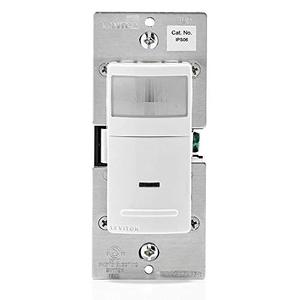 lot 95848 image: Leviton IPS06-1LW Decora Motion Sensor In-Wall Switch, Auto-On, 5A, Single Pole or 3-Way, White
