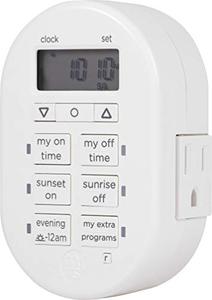 lot 95857 image: myTouchSmart, White, Plug-In Digital Timer, 7-Day, 2 Grounded Outlet, SunSmart, Simple Setup, Ideal for Indoor, Lamps, Small Appliances, Electronics and Seasonal Lighting, 35150