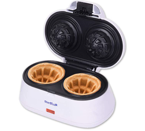 lot 92521 image: Double Waffle Bowl Maker by StarBlue White Make bowl shapes Belgian 1200W NEW