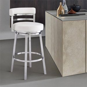 lot 3001 image: Armen Living Madrid Contemporary Faux Leather Counter Height Barstool