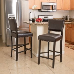 lot 3002 image: Mayfield Contemporary Bonded Leather Barstools by CKH&nbsp SET OF 2