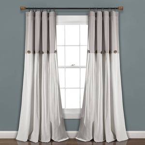 lot 3095 image: Lush Decor Linen Button Window Curtain Panels&nbsp SET OF 2