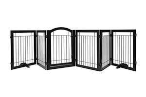 lot 3068 image: PAWLAND Dog Gate w Door Walk Through Freestanding Pet Pen