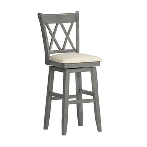 lot 3046 image: Wooden Swivel XX Bar Stool w Cushion