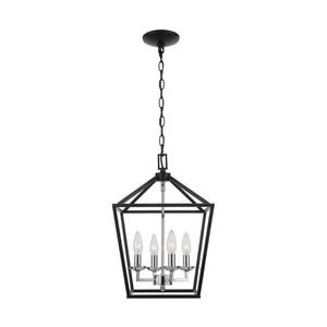 lot 40041 image: Home Decorators Collection Weyburn 4-Light Black and Polished Chrome Caged Chandelier