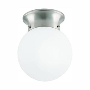 lot 40055 image: Commercial Electric 1-Light Globe Brushed Nickel Integrated LED Flush Mount