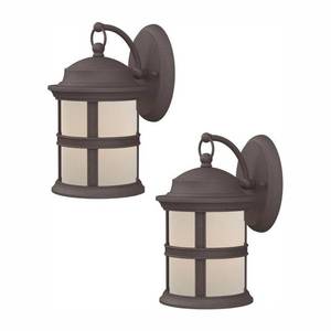 lot 46000 image: Hampton Bay 6-Watt Bronze Outdoor Integrated LED Wall Mount Lantern (2-Pack)