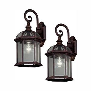 lot 46005 image: Hampton Bay Twin Pack 1-Light Weathered Bronze Outdoor Wall Lantern Sconce