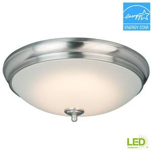 lot 46019 image: Commercial Electric Brushed Nickel LED Flushmount
