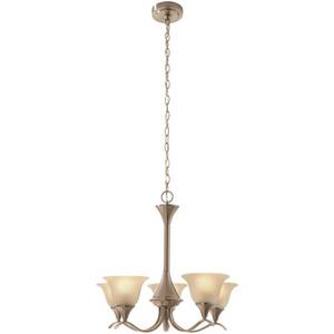 lot 46021 image: Hampton Bay Santa Rita 5-Light Brushed Nickel Chandelier with Glass Shades