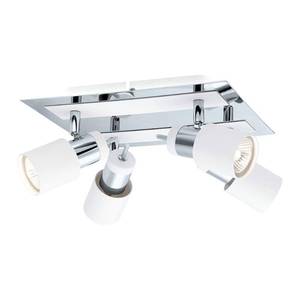 lot 46034 image: Eglo Davida 10.54 in. W 4-Light Chrome Semi-Flush Mount Light with White Shades