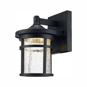 lot 46037 image: Home Decorators Collection Westbury Collection Aged Iron Outdoor LED Wall Lantern Sconce with Crackle Glass