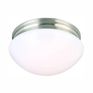 lot 46045 image: Commercial Electric 9 in. 120-Watt Equivalent Brushed Nickel Integrated LED Mushroom Flush Mount with White Acrylic Shade