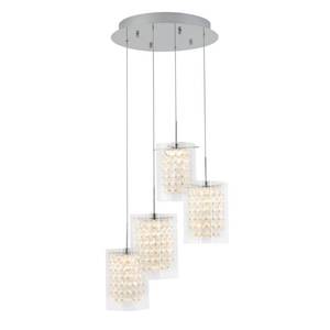 lot 47001 image: ARTIKA Crystal Cube 17-Watt Integrated LED Chrome Pendant with Glass Shade