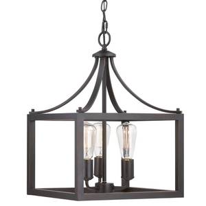 lot 47002 image: Home Decorators Collection Boswell Quarter 3-Light Distressed Black Pendant