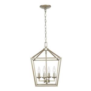 lot 47003 image: Home Decorators Weyburn 4-Light Antique Silver Leaf Caged Chandelier