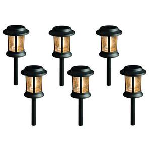 lot 47011 image: Hampton Bay Solar Black Outdoor LED 3000K 12-Lumens Pathway Light Set (6-Pack)