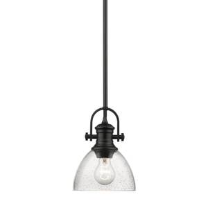 lot 47033 image: Hines Mini Pendant in Black with Seeded Glass