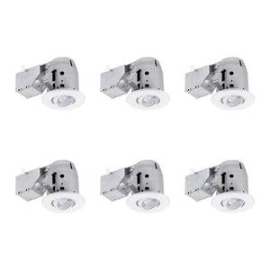 lot 47034 image: Commercial Electric 3 in. White LED Swivel Round New Construction Remodel Recessed Lighting Kit LED Bulbs Included (6-Pack)