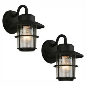 lot 47035 image: Hampton Bay 1-Light Black Outdoor Wall Lantern Sconce (2-Pack)