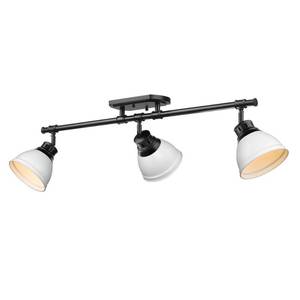 lot 47037 image: Golden Lighting 3602-3SF BLK-WHT Duncan 3 Light Track Light in Black with Matte White Shade